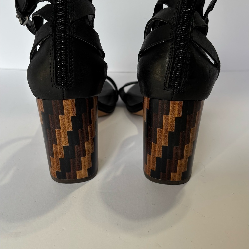 Crown Vintage Owen Black Block Heel Sandals Size - Picture 3 of 7